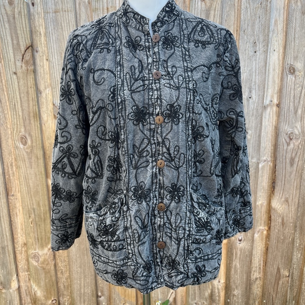 Galeno embroidered jacket blazer women's size L. Bohemian